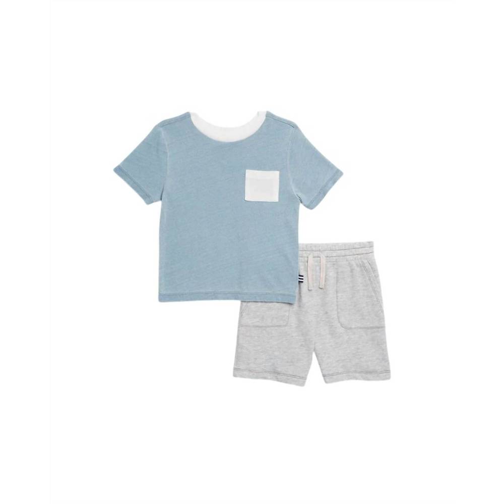 NEW SPLENDID boy's retro pocket tee set in grey/blue